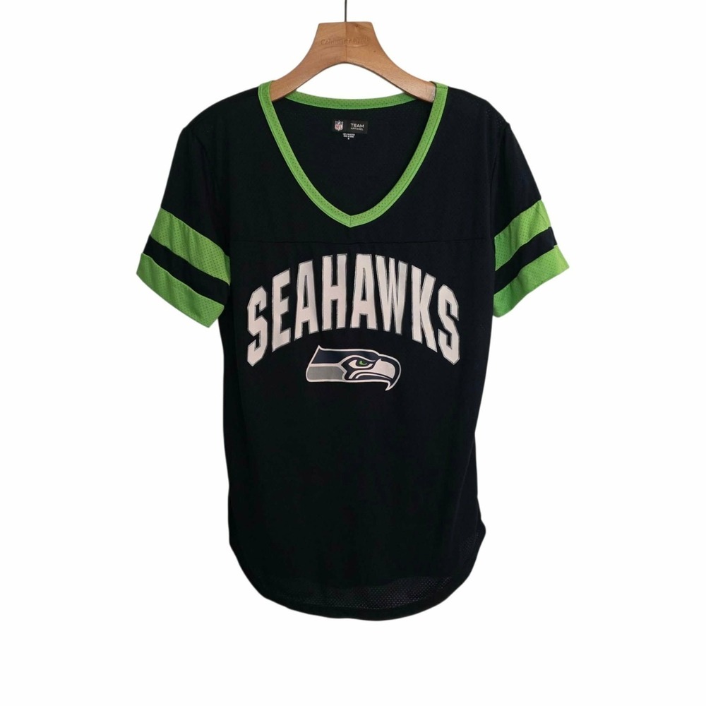 NFL Seattle Seahawks T-Shirt NFL Team Apparel V-Neck Womens Size Medium